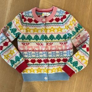 Mini Boden fair isle cardigan. Christmas print. Size 8-9 yr.